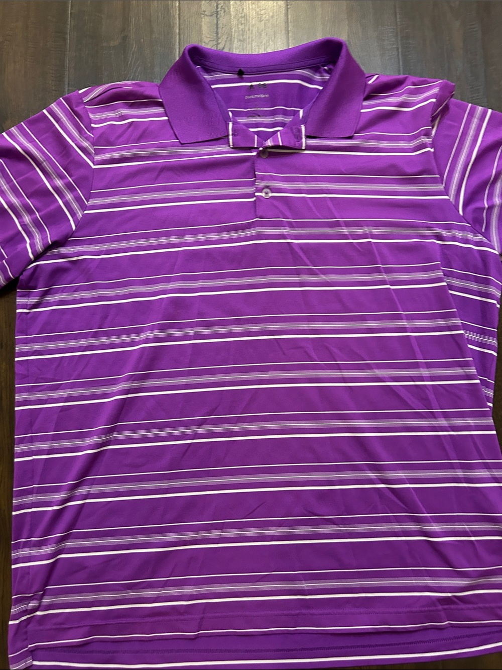 ADIDAS Men's Purple Striped Golf Polo Shirt - Short Sleeve
